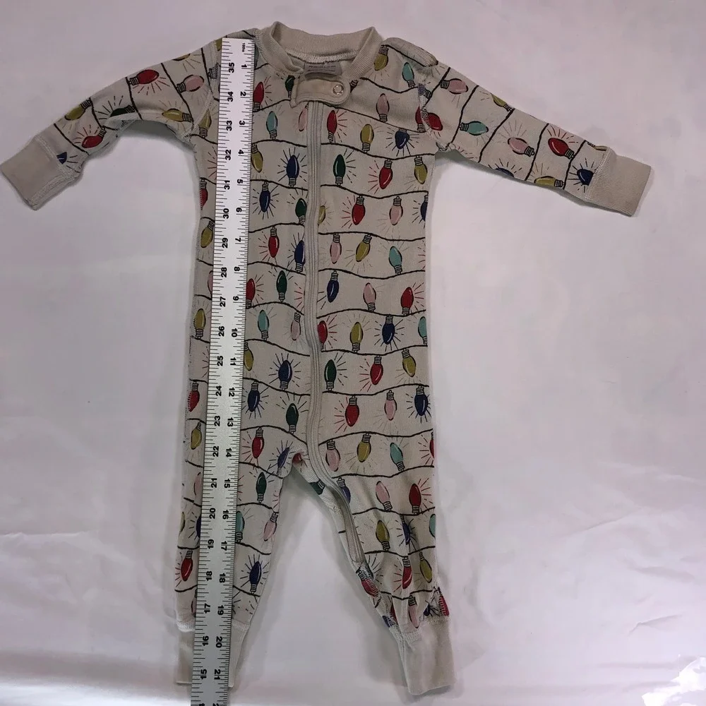 Hanna Andersson Christmas Lights Organic Cotton Sleeper 6-12 Months 70cm Cream